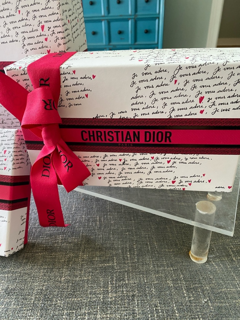 Dior Limited Edition Hot Pink and Black & White Gift Box with Ribbon